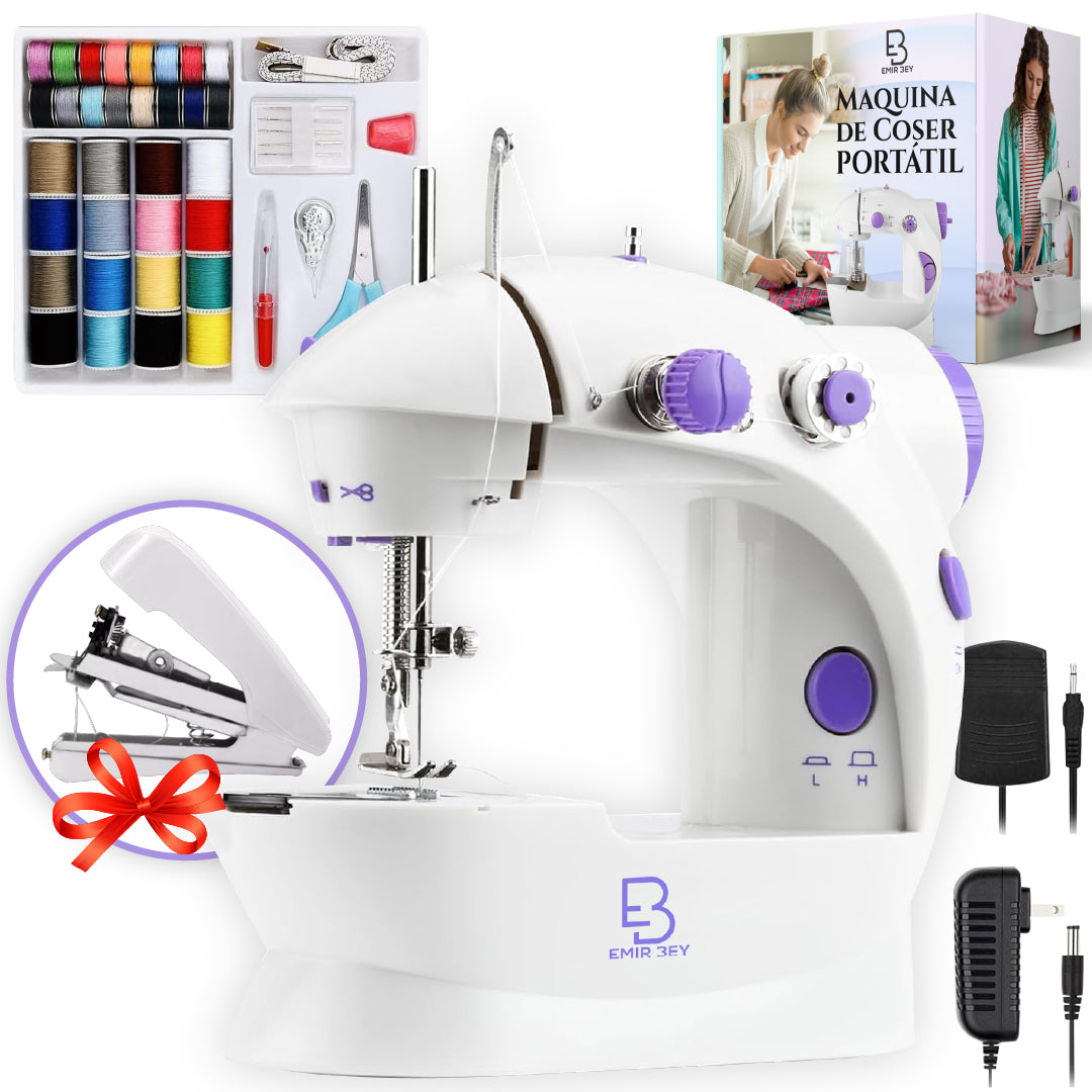 Máquina de Coser Portátil + Mini Máquina de Regalo, 48 Accesorios – Perfecta para Principiantes y Reparaciones Rápidas