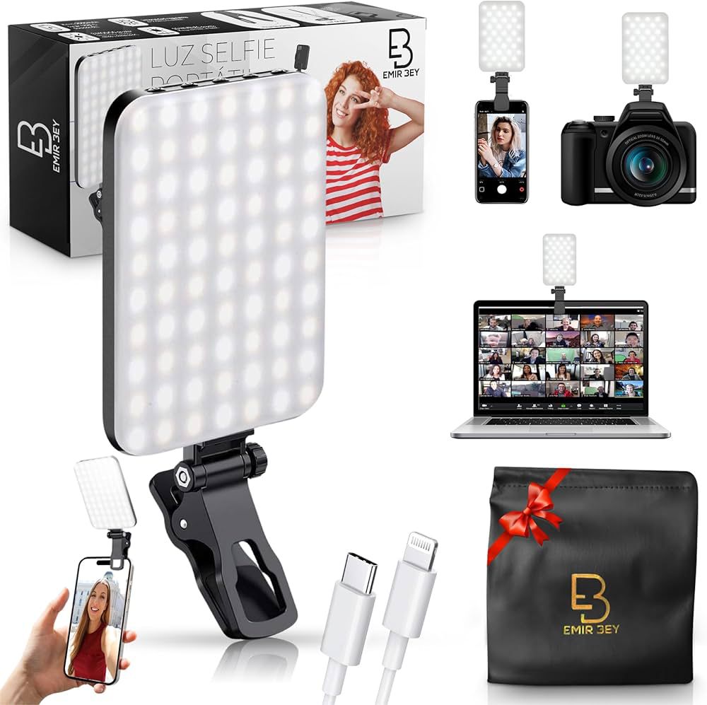 Kit de Creación de Contenido Profesional Micrófonos Inalámbricos + Luz LED Incluida