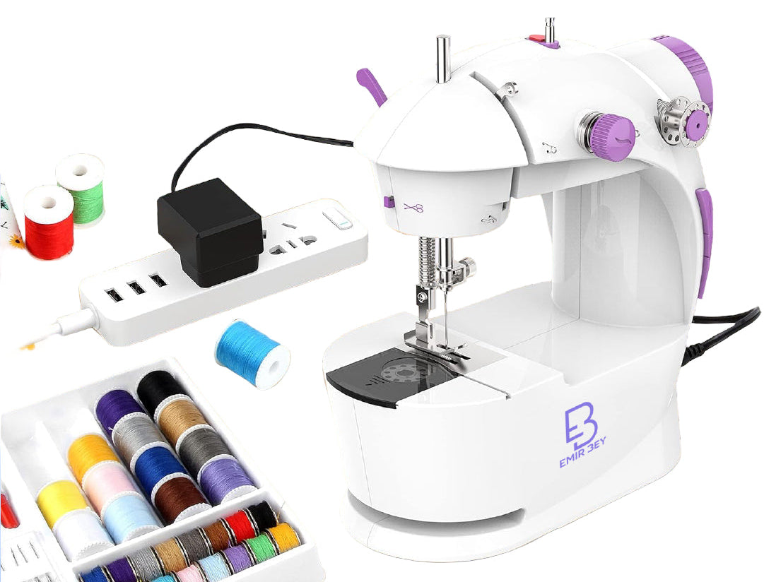 Máquina de Coser Portátil con 48 Accesorios + Mini Máquina de Coser de Regalo – 12 Puntadas, Ideal para Principiantes y Reparaciones Rápidas, Ideal para Niños