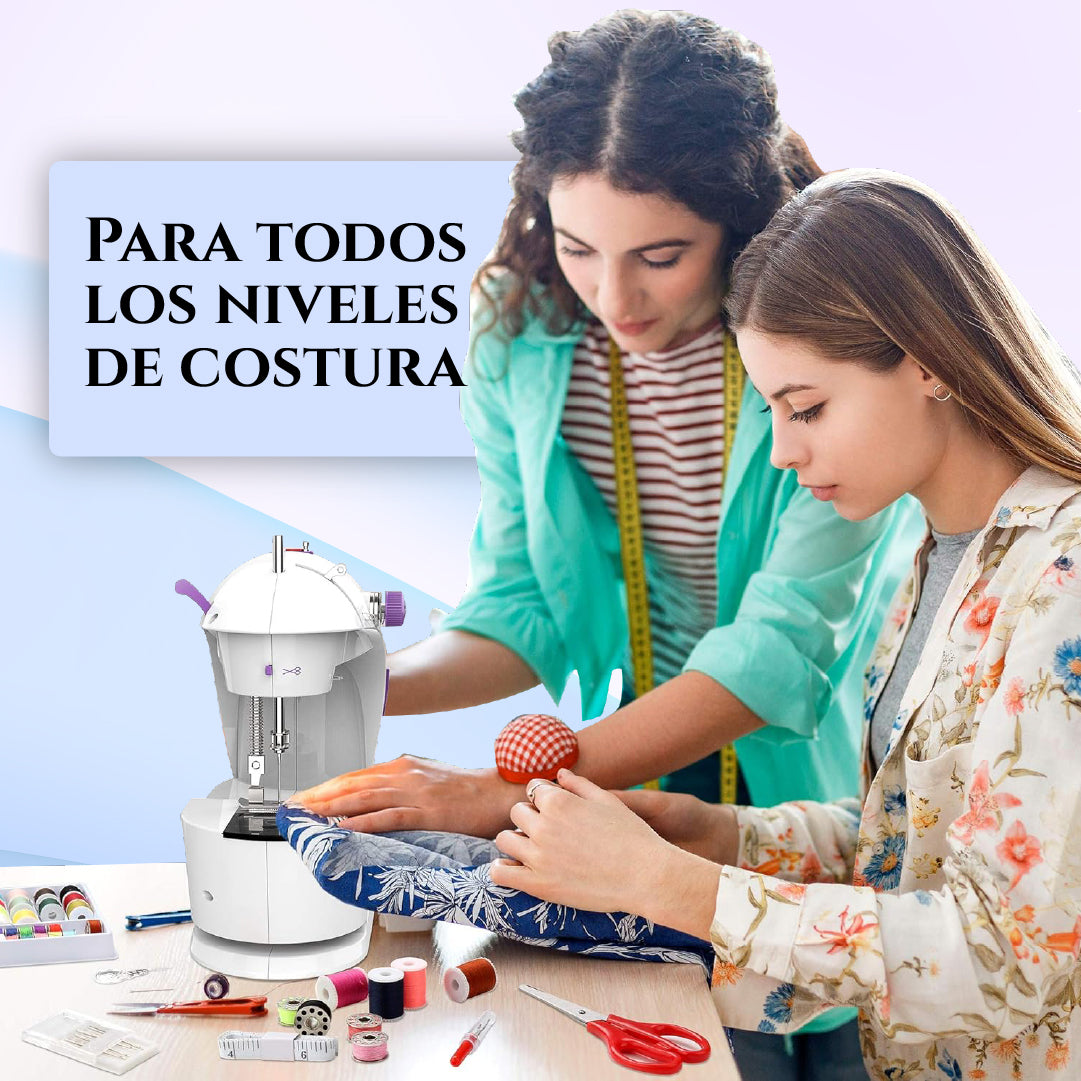 Máquina de Coser Portátil + Mini Máquina de Regalo, 48 Accesorios – Perfecta para Principiantes y Reparaciones Rápidas
