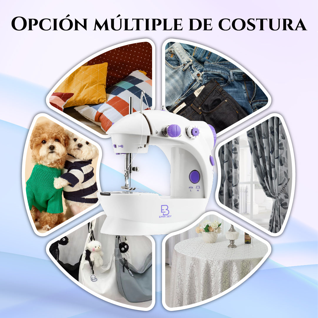 Máquina de Coser Portátil + Mini Máquina de Regalo, 48 Accesorios – Perfecta para Principiantes y Reparaciones Rápidas